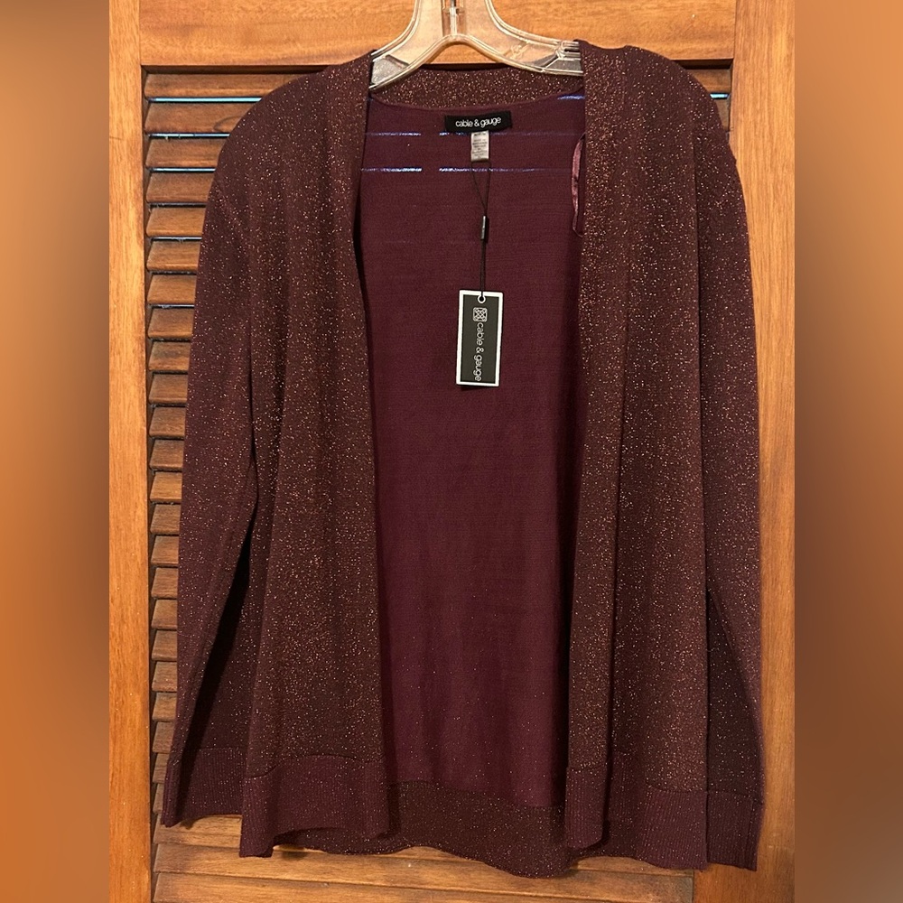 NWT CABLE & GAUGE Sparkly Festive Fall Cardigan w Sparkly Shimmer